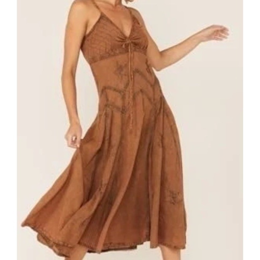 Scully Dress XL Copper Cinch Fairy Grunge  Boho Soutache Embroidery Western